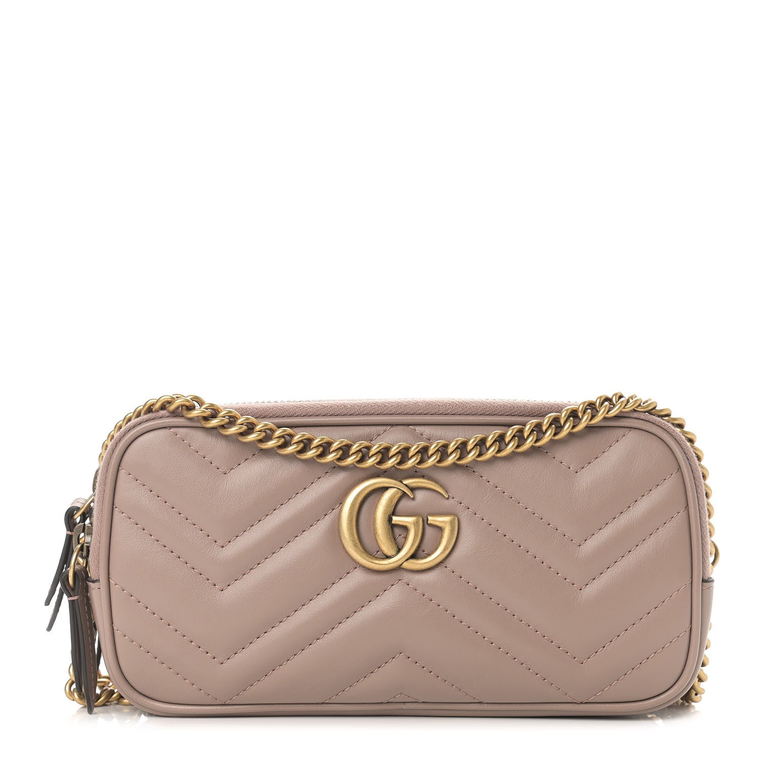 Gucci Calfskin Matelasse Mini GG Marmont Chain Crossbody Bag Porcelain Rose 1 of 11