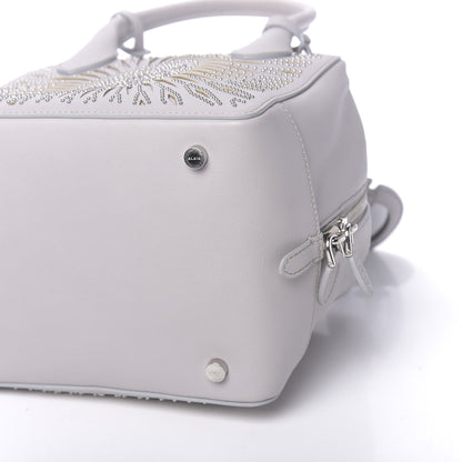 Alaia Calfskin Lux Laser Cut Studded Small Elga Top Handle Bag Grey 9 of 9