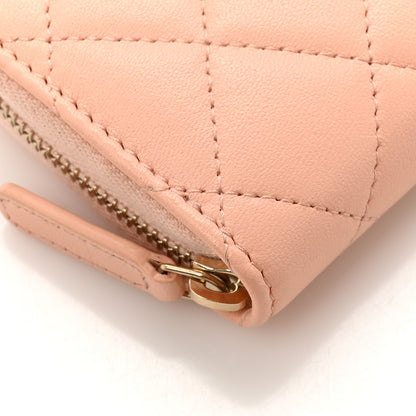 Chanel Lambskin Quilted CC Pearl Crush Zip Card Holder On Chain Pink 11 of 11