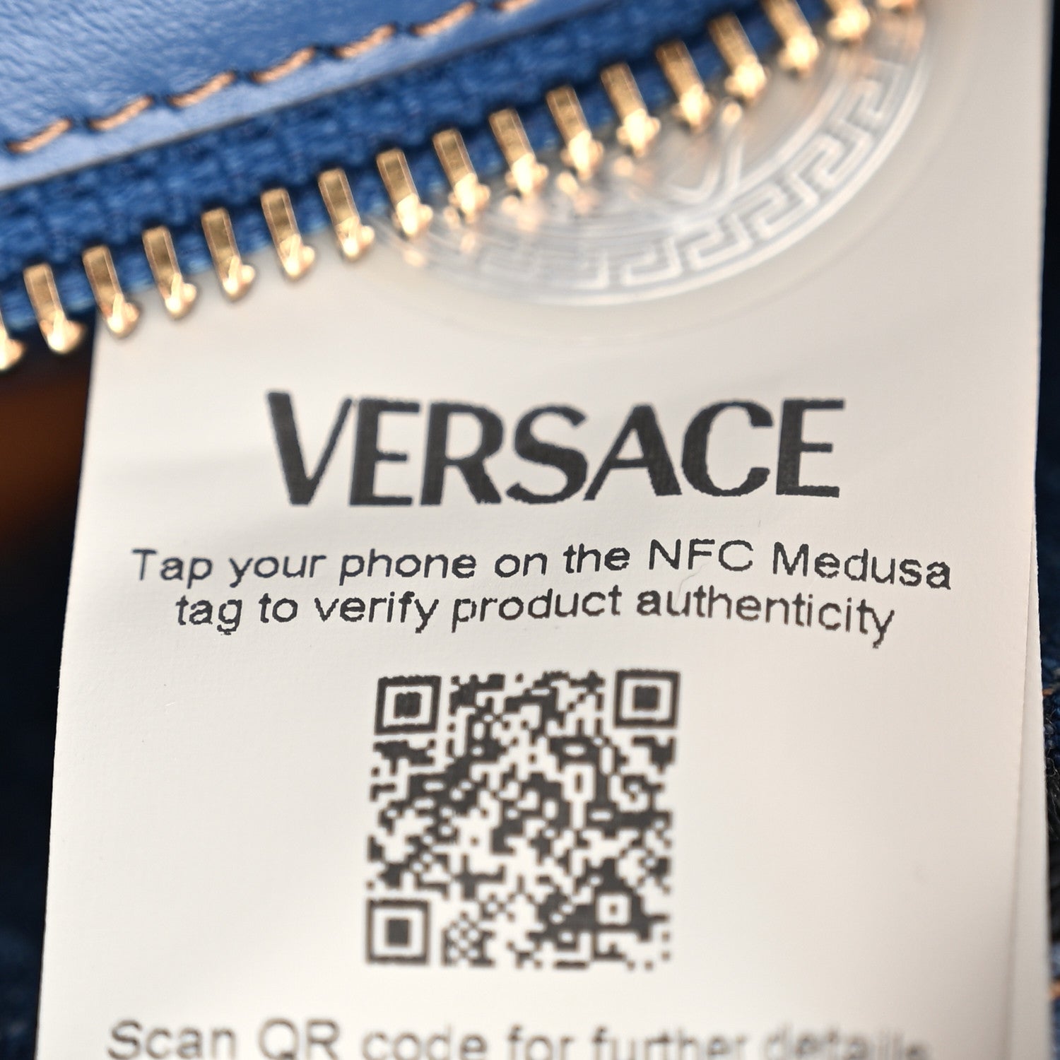 Versace Denim Calfskin La Medusa Small Tote Bag Blue 7 of 10