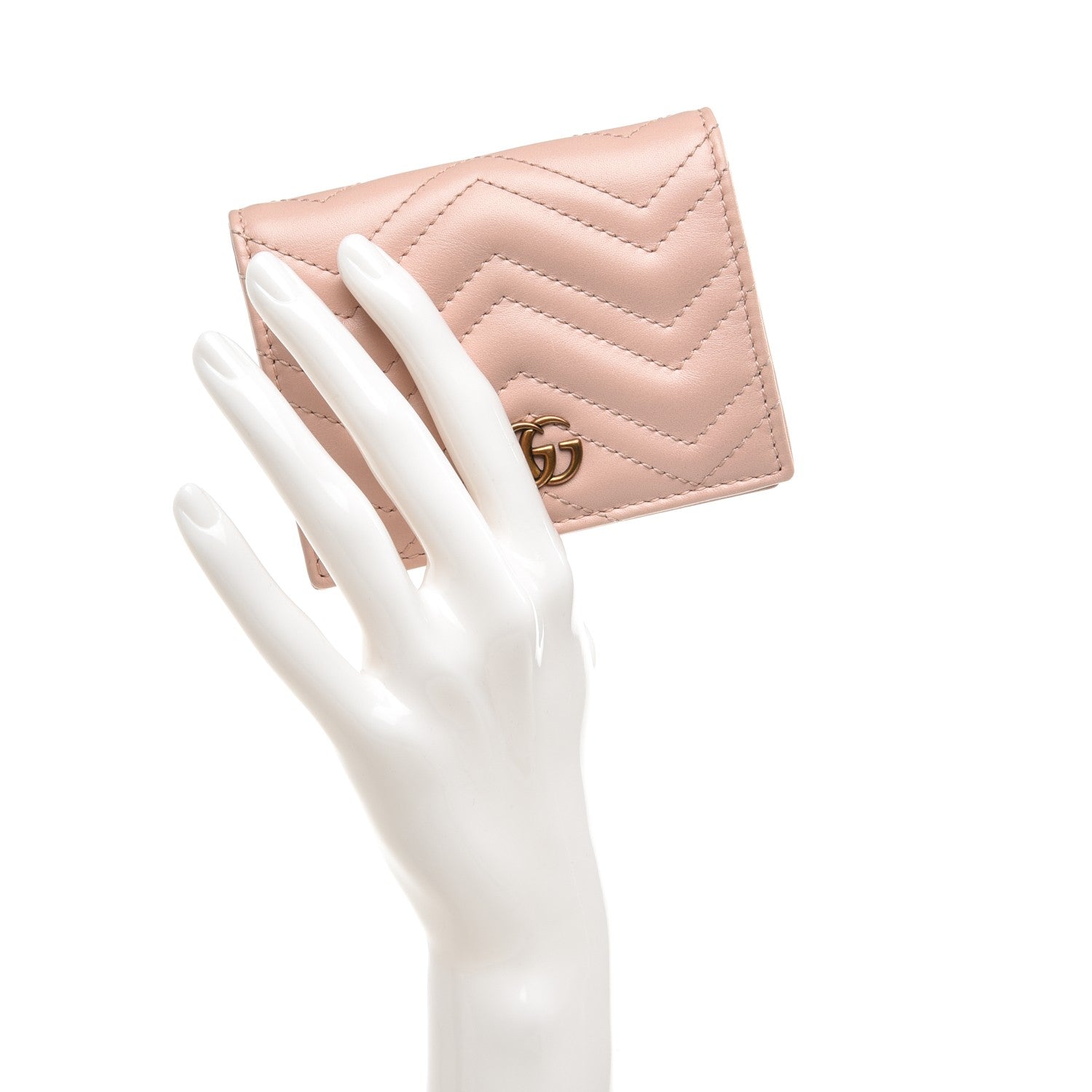 Gucci Calfskin Matelasse GG Marmont Card Case Perfect Pink 2 of 6