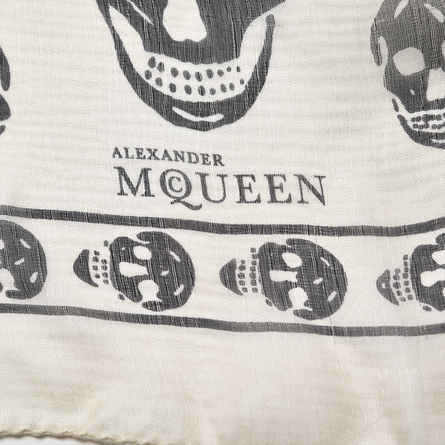 Alexander McQueen Silk Chiffon Skull Scarf Ivory Black 4 of 5