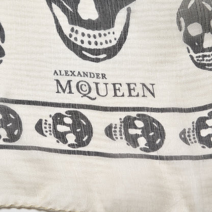Alexander McQueen Silk Chiffon Skull Scarf Ivory Black 4 of 5