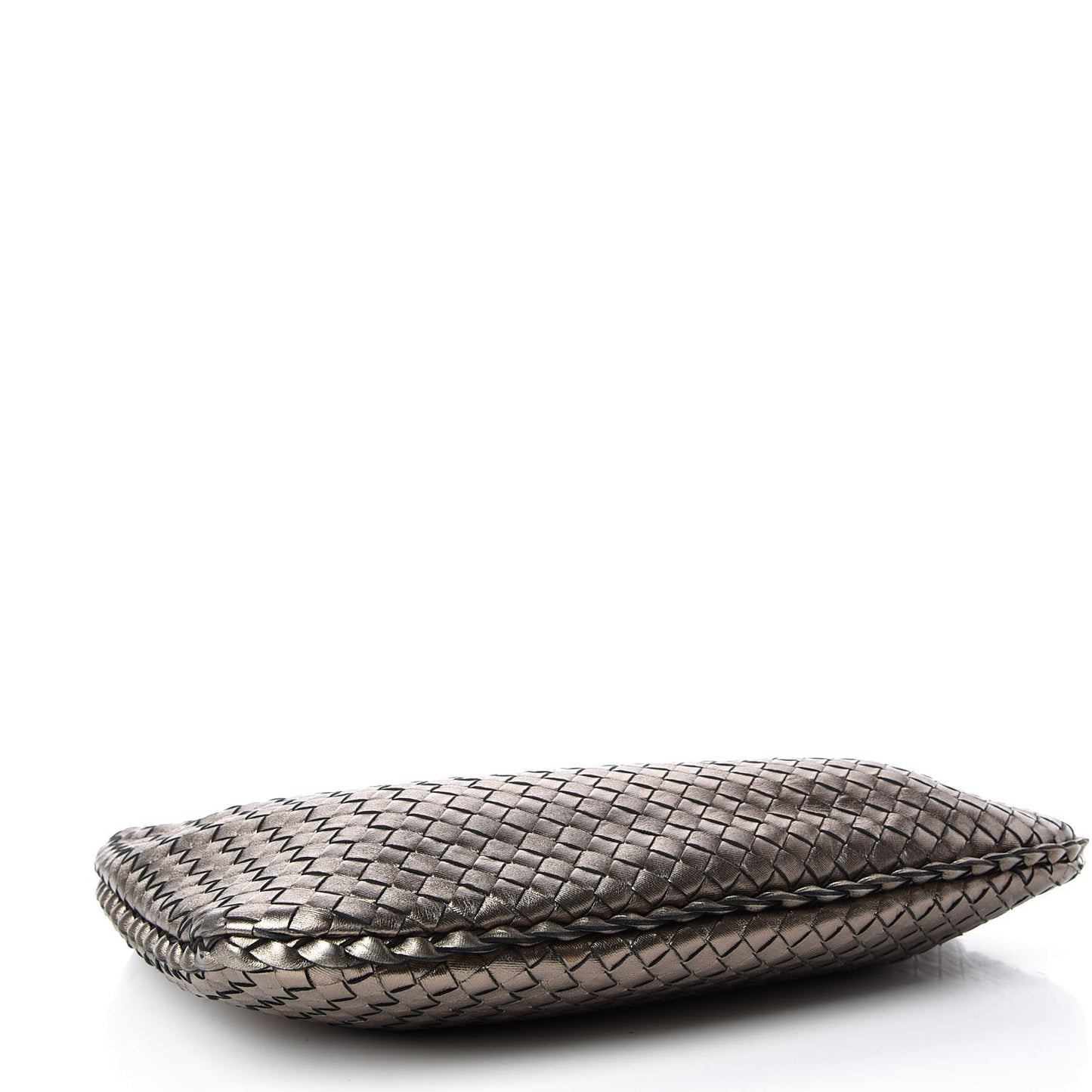 Metallic Grosgrain Intrecciato Medium Veneta Hobo Pewter