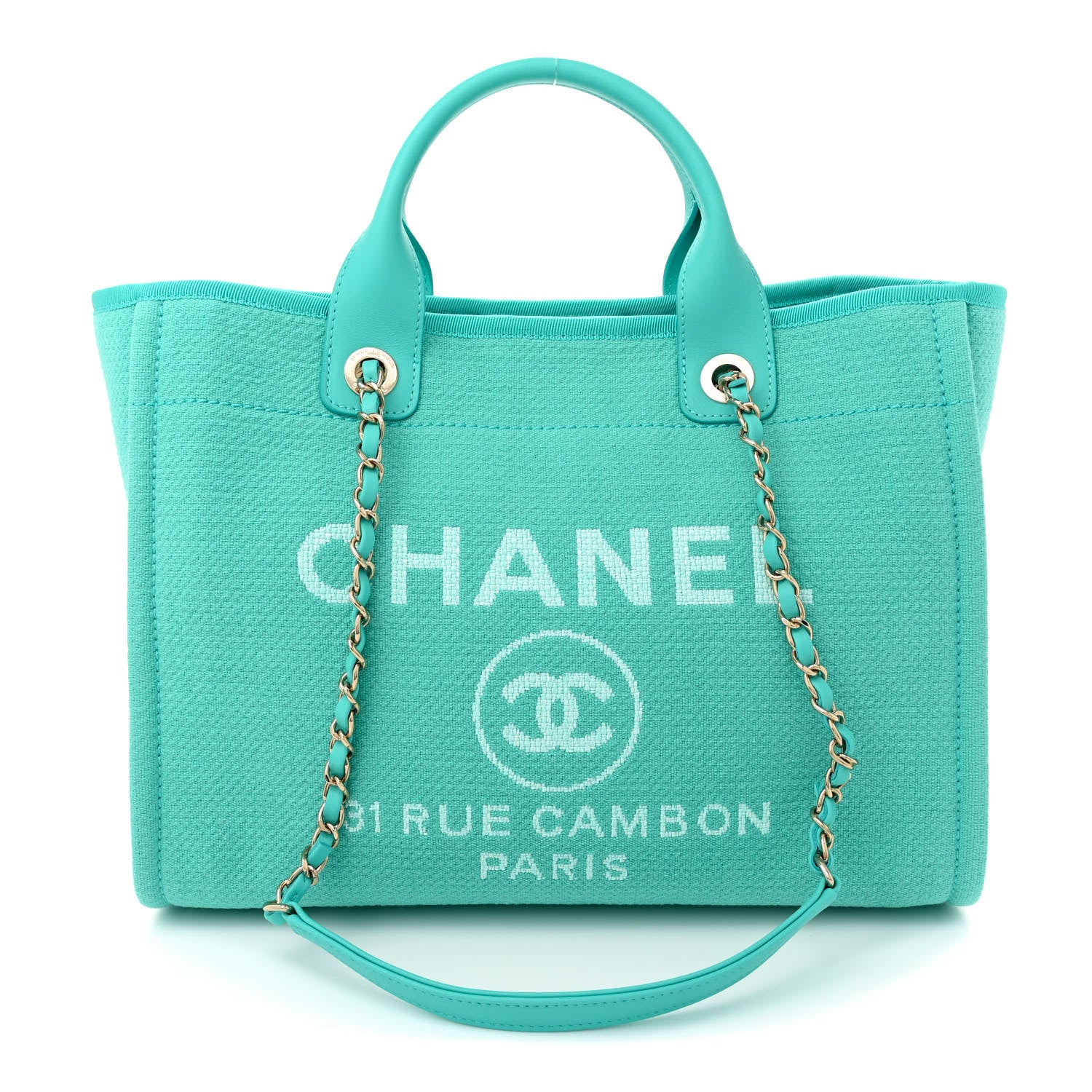 Chanel Mixed Fibers Small Deauville Tote Turquoise 1 of 12