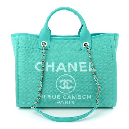 Chanel Mixed Fibers Small Deauville Tote Turquoise 1 of 12