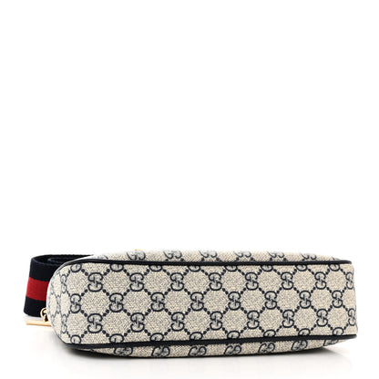 Gucci GG Supreme Monogram Textured Dollar Calfskin Web Small Ophidia GG Handbag Beige Blue 4 of 10