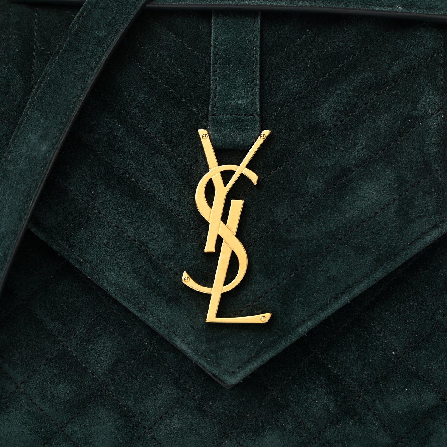 Saint Laurent Suede Mixed Matelasse Triquilt Medium Monogram Envelope Satchel Algae 8 of 10
