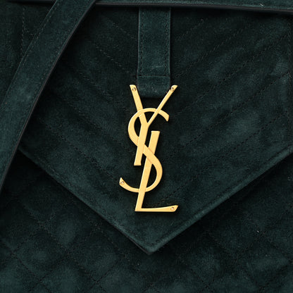 Saint Laurent Suede Mixed Matelasse Triquilt Medium Monogram Envelope Satchel Algae 8 of 10