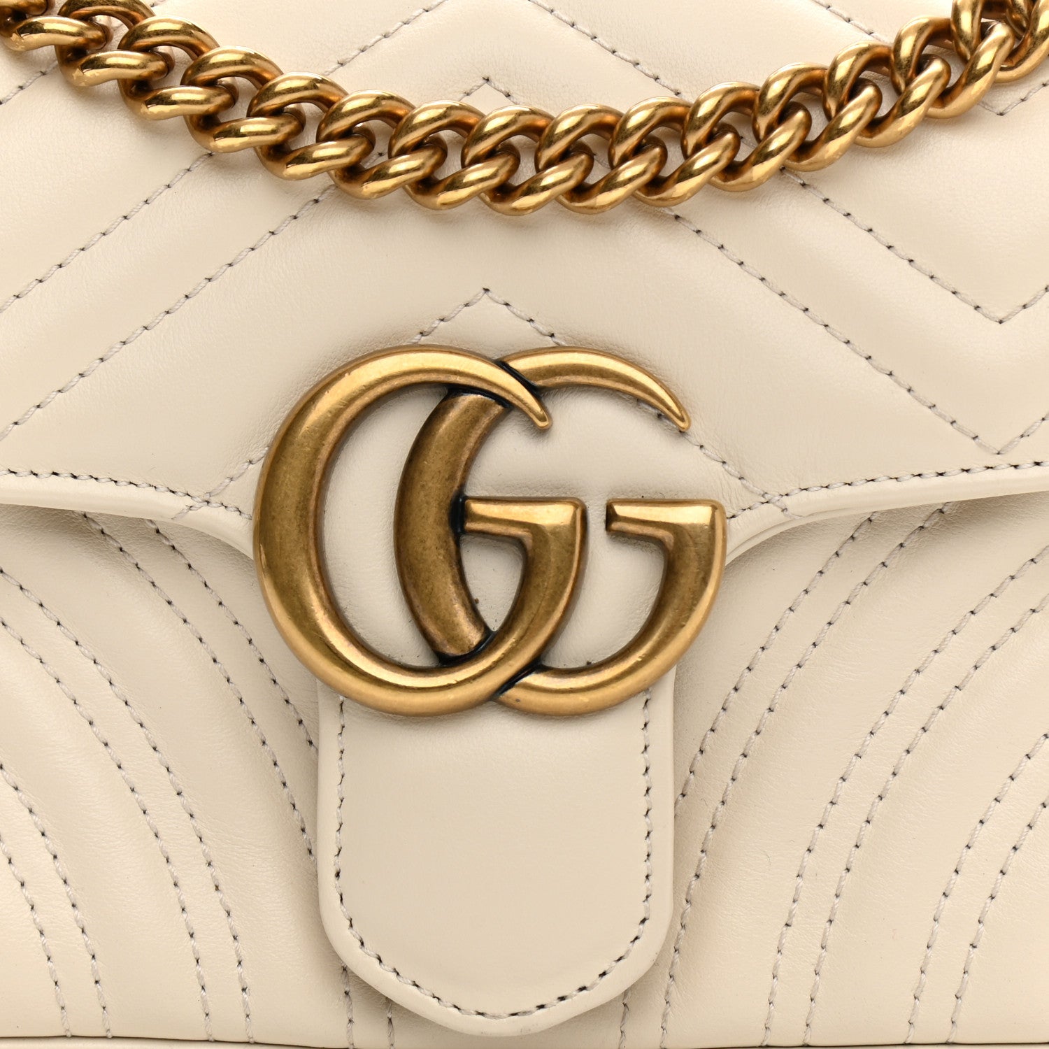 Gucci Calfskin Matelasse Mini GG Marmont Shoulder Bag White 8 of 12