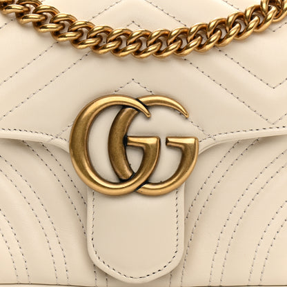 Gucci Calfskin Matelasse Mini GG Marmont Shoulder Bag White 8 of 12