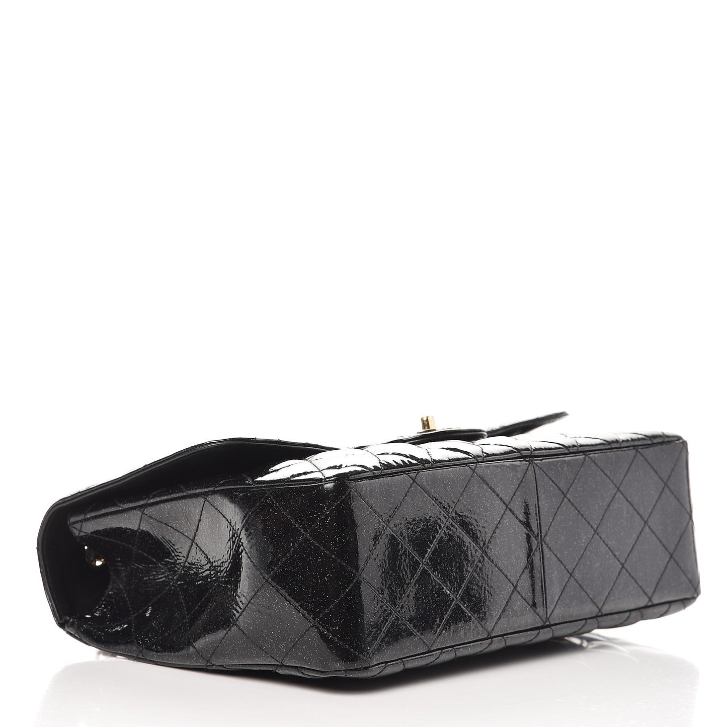Patent Quilted Sparkle Glitter Jumbo Single Flap Black
