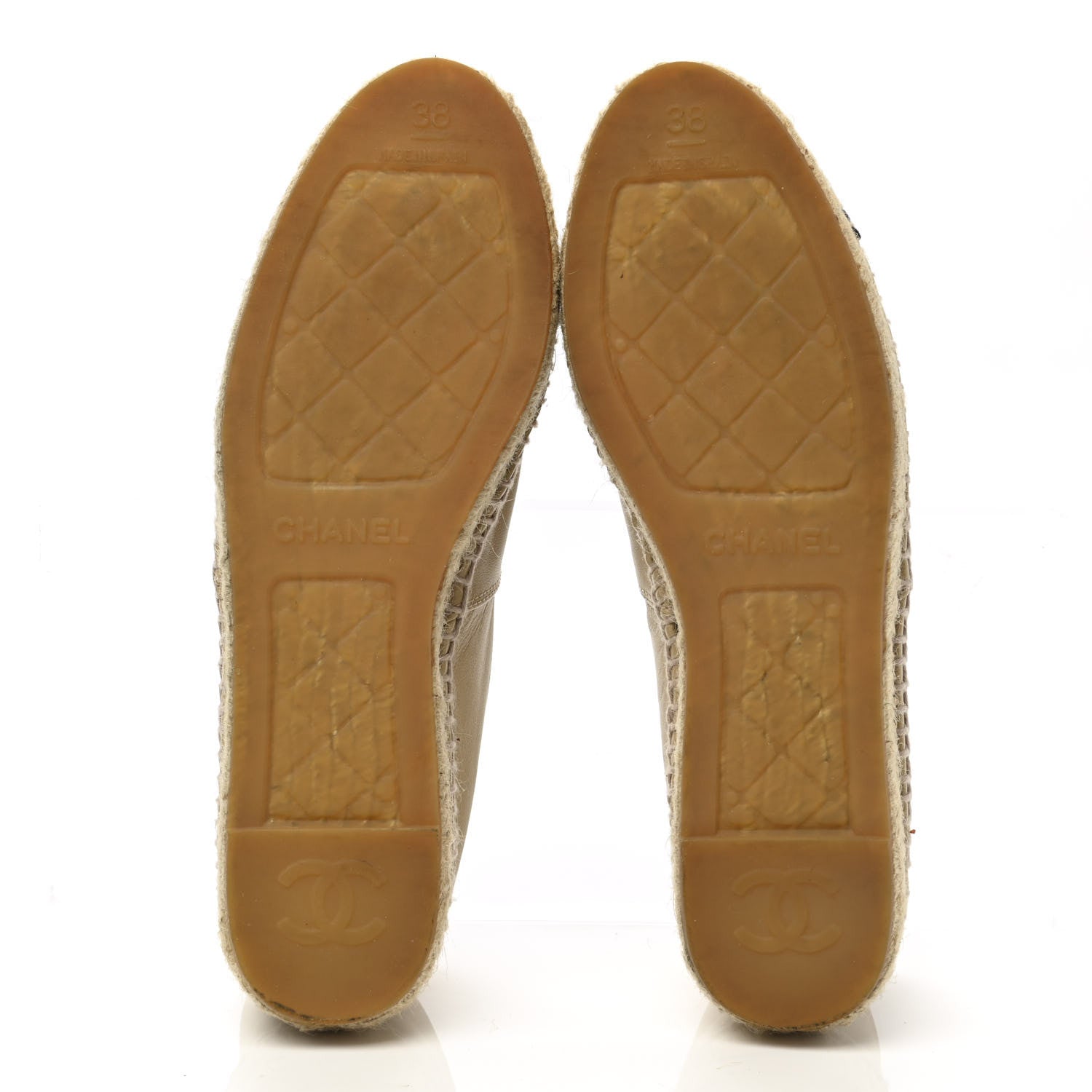 Chanel Lambskin CC Espadrilles 38 Beige Black 5 of 10