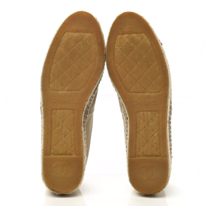 Chanel Lambskin CC Espadrilles 38 Beige Black 5 of 10