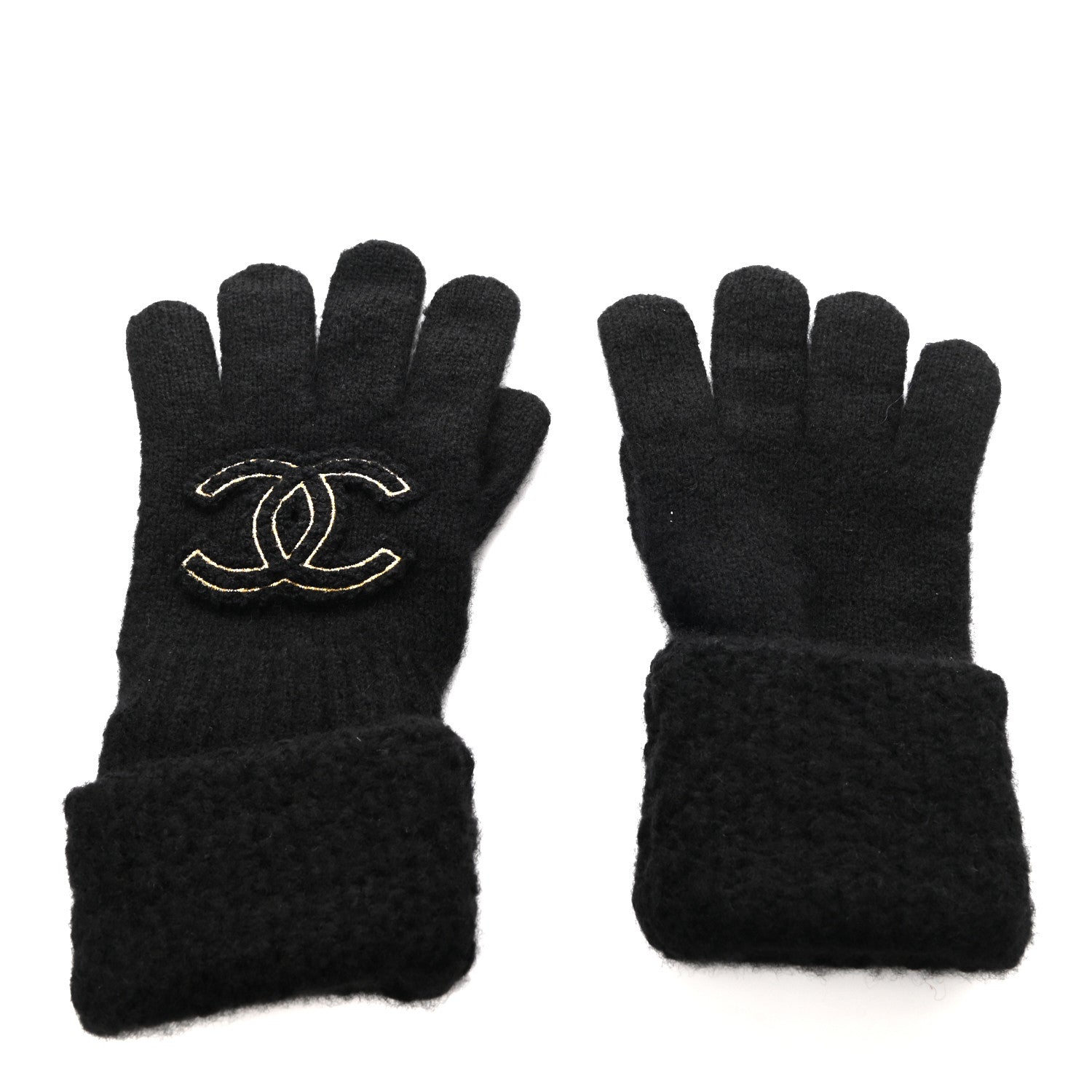 Chanel Cashmere Silk CC Gloves Black 1 of 3