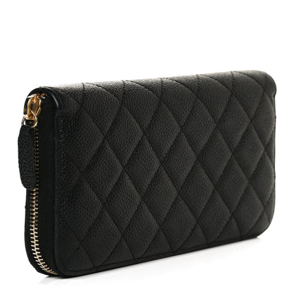 Chanel Caviar Quilted Large Gusset Zip Around Wallet Black 3 of 13