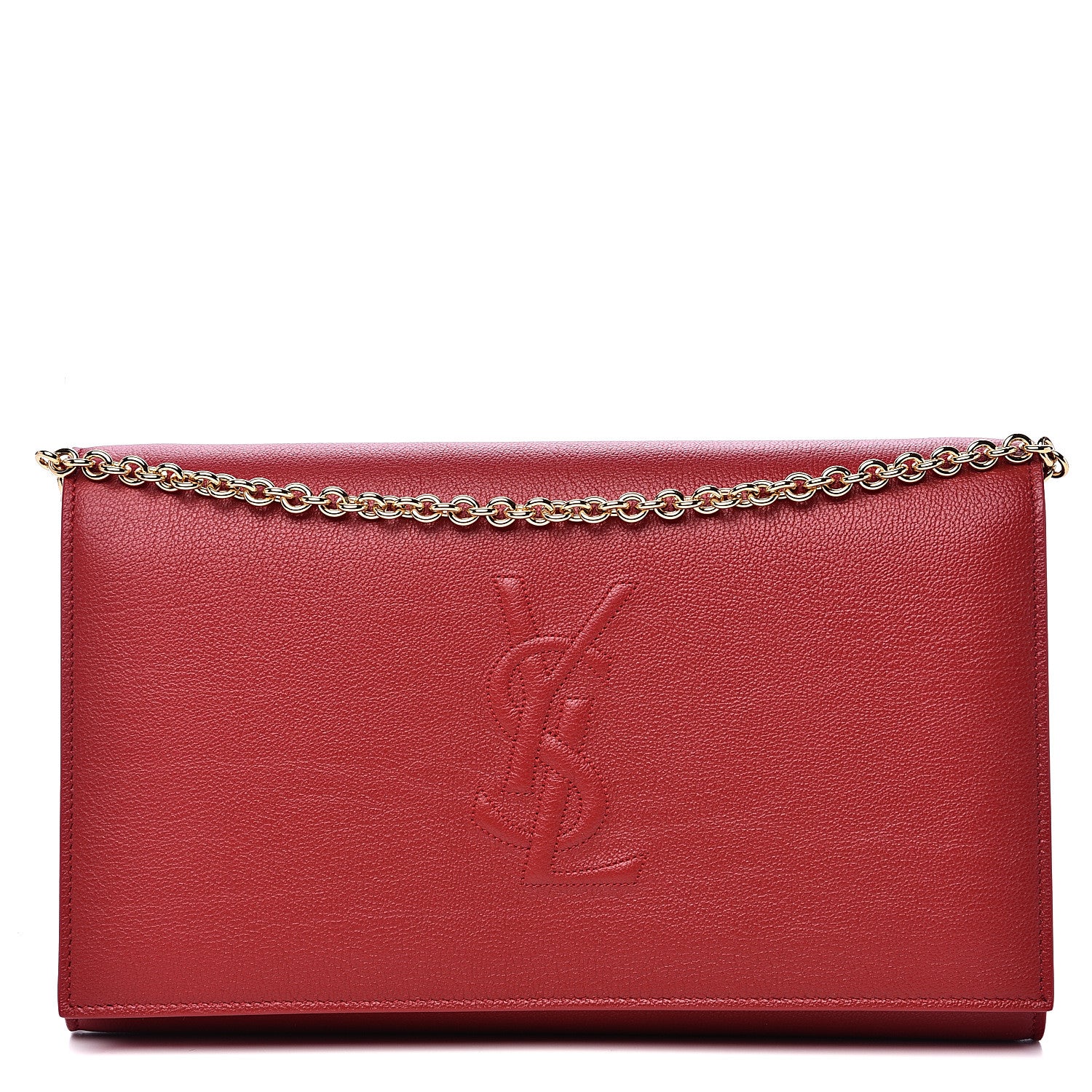 Saint Laurent Calfskin Belle de Jour Chain Clutch Red 1 of 10