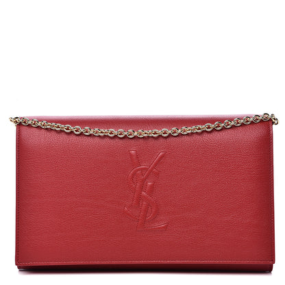 Saint Laurent Calfskin Belle de Jour Chain Clutch Red 1 of 10