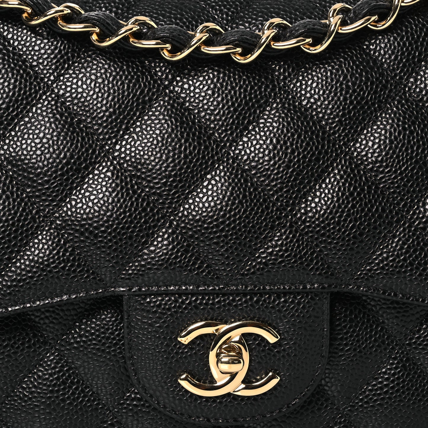 Caviar Quilted Jumbo Double Flap Black