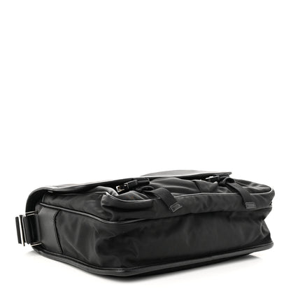 Prada Tessuto Nylon Saffiano Large Double Snap Buckle Messenger Bag Black 4 of 11