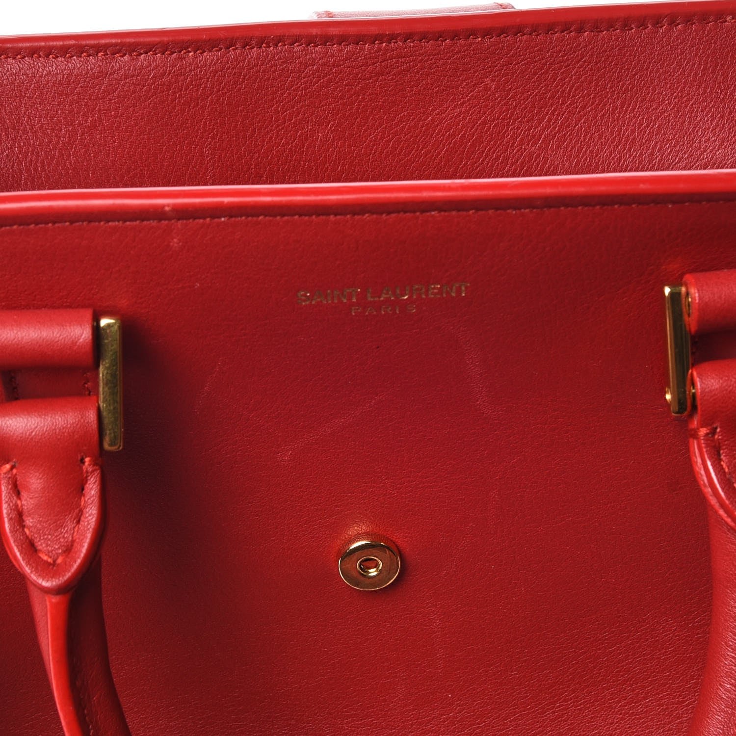 Saint Laurent Calfskin Baby Monogram Cabas Red 12 of 13