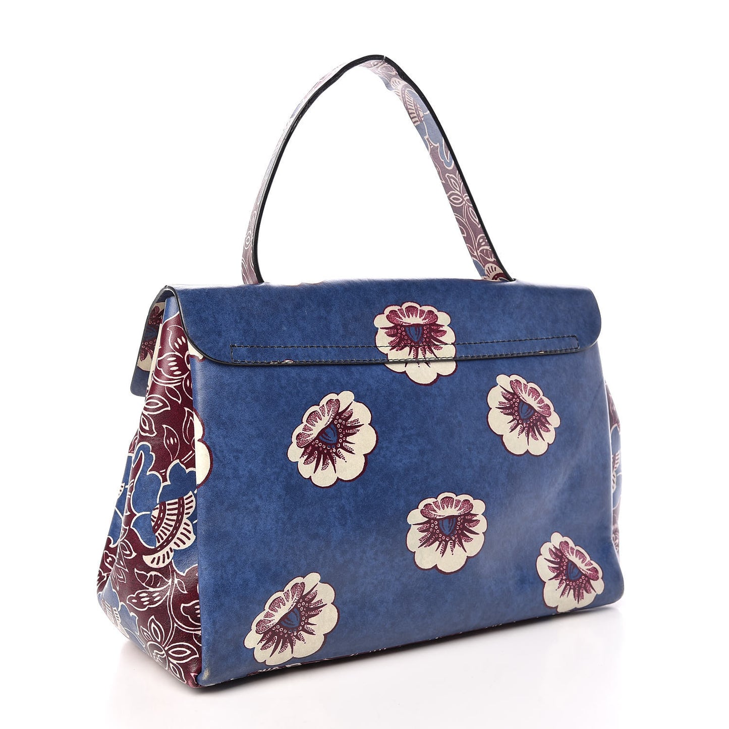 Calfskin Mime Print Single Handle Bag Blue