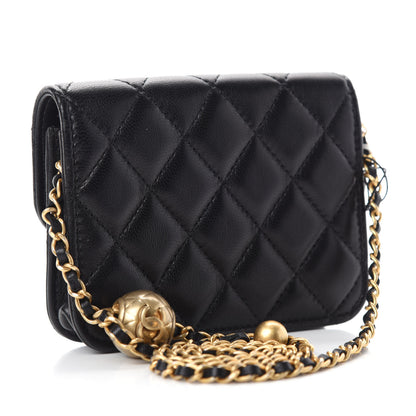 Chanel Lambskin Quilted Pearl Crush Clutch With Chain Black 3 of 12