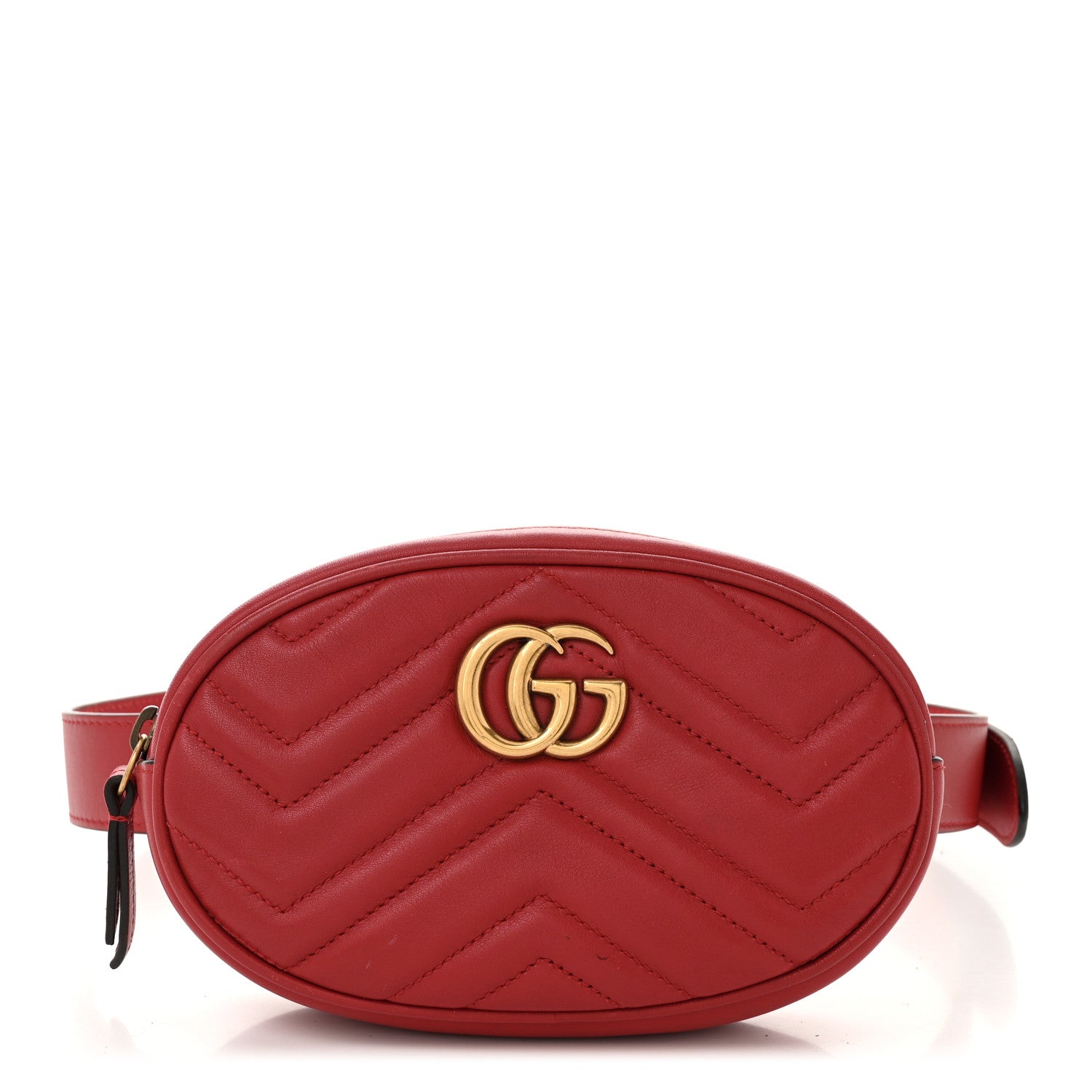 Gucci Calfskin Matelasse GG Marmont Belt Bag 85 34 Hibiscus Red 1 of 12
