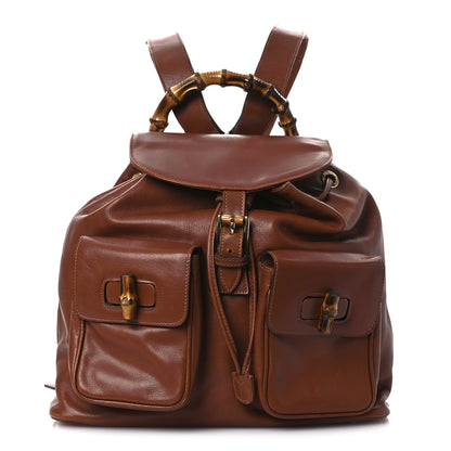 Gucci Calfskin Bamboo Backpack Brown 1 of 16