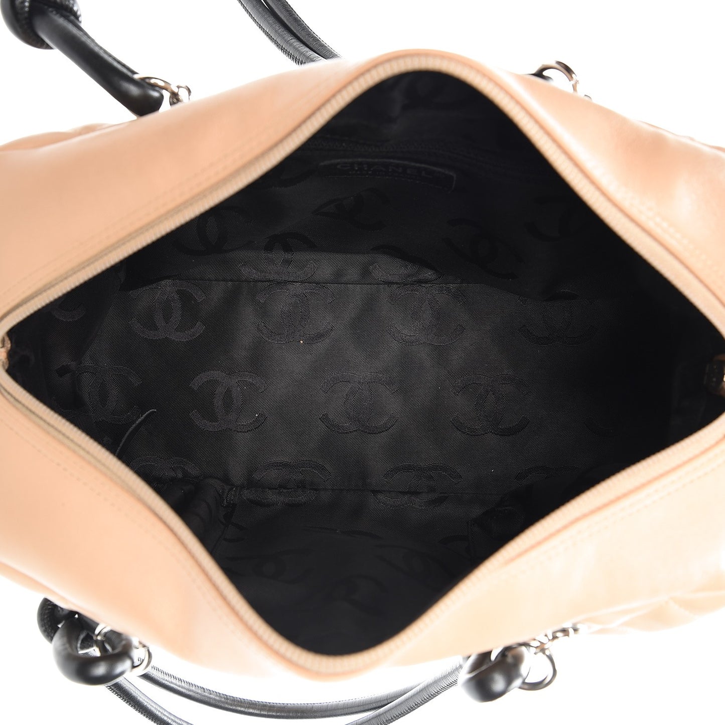 Calfskin Quilted Large Cambon Bowler Beige Black