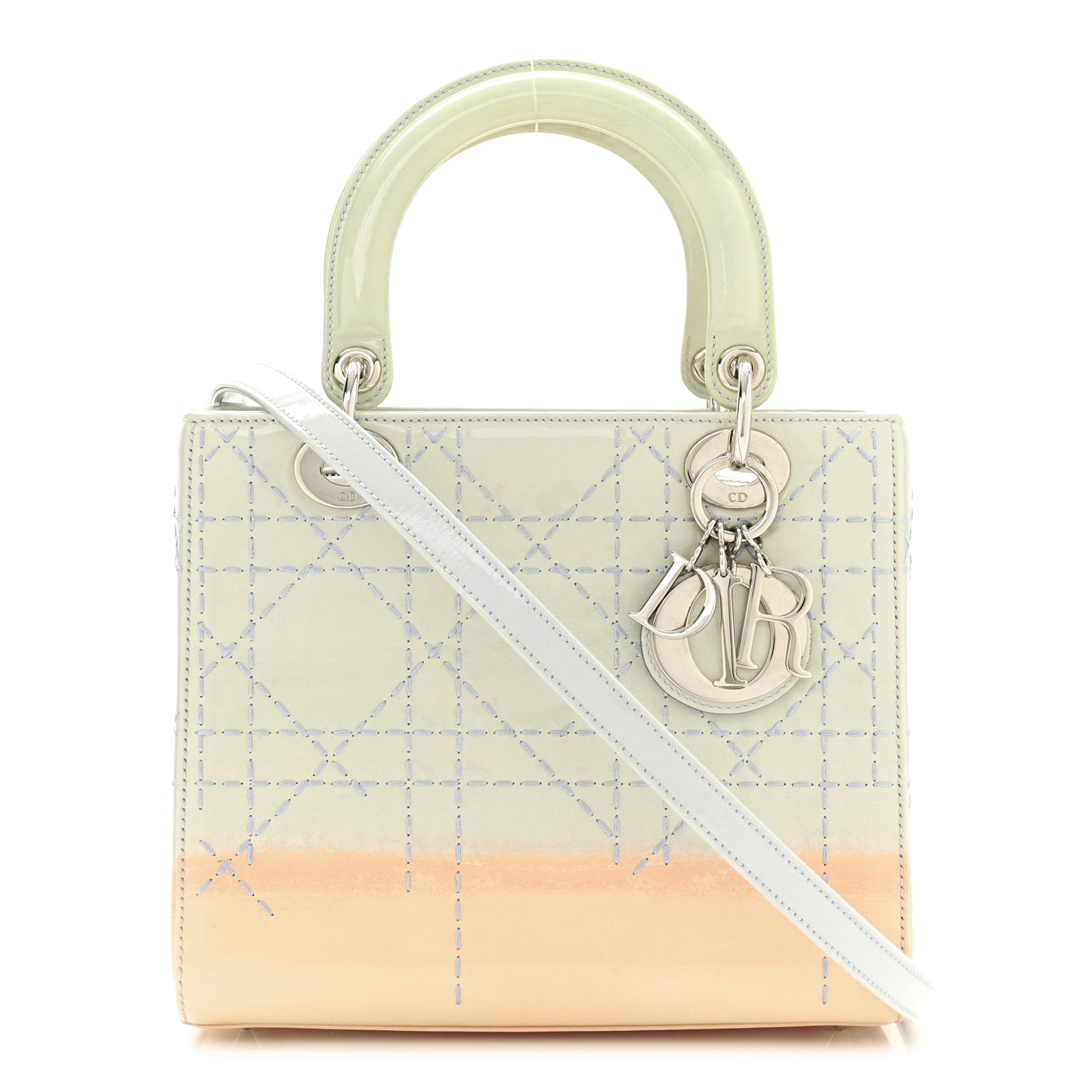 Patent Cannage Gradient Medium Lady Dior Blue Coral