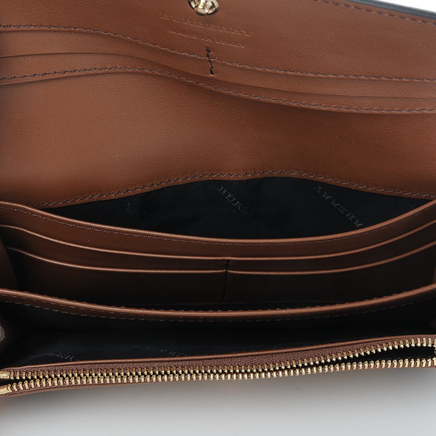 Grainy Calfskin House Check Continental Wallet Tan