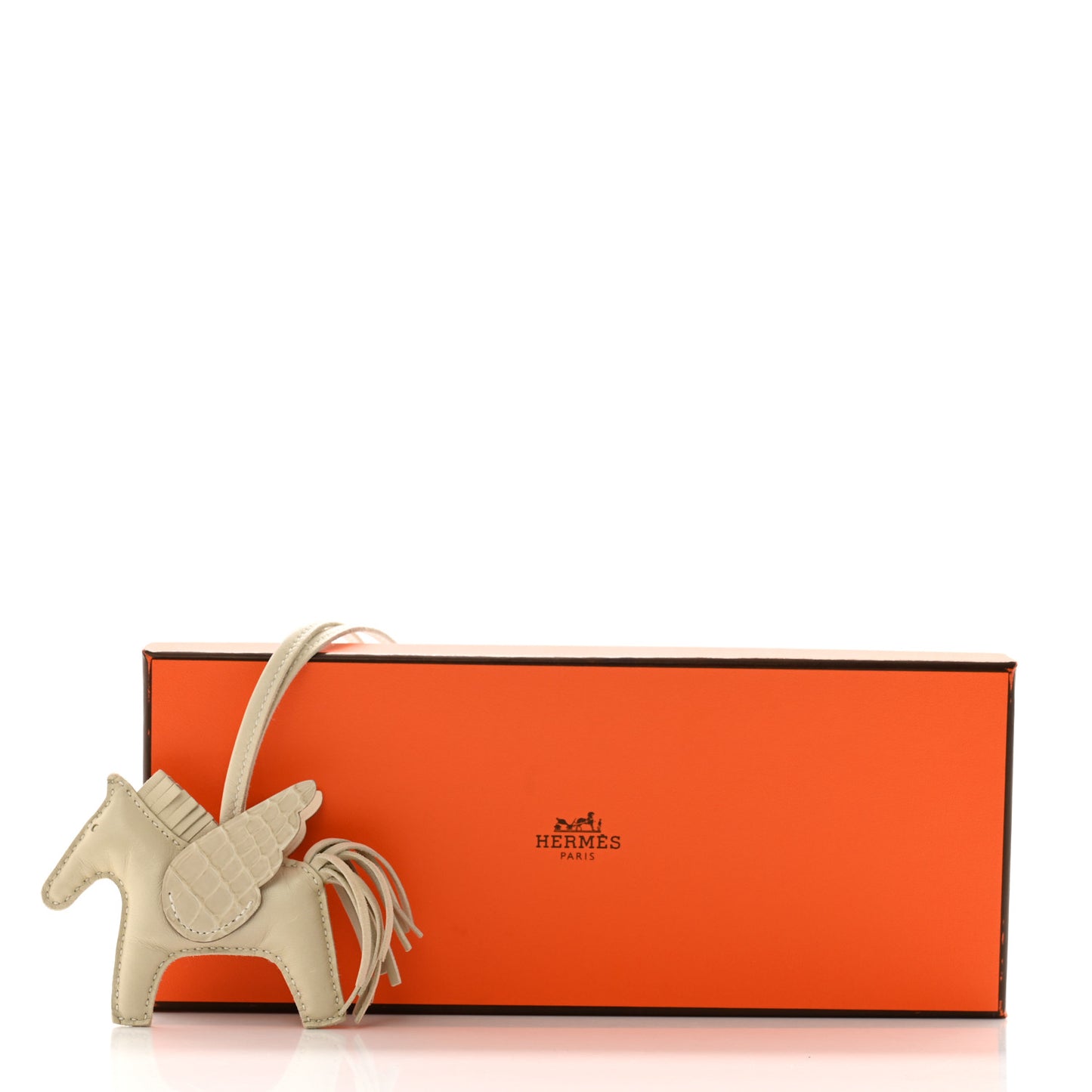 Milo Lambskin Matte Alligator Touch Grigri Rodeo Pegase Horse Bag Charm PM Craie Nata Beton