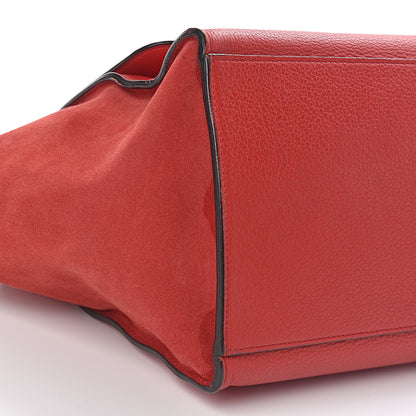 Celine Drummed Calfskin Suede Medium Trapeze Coquelicot 7 of 26