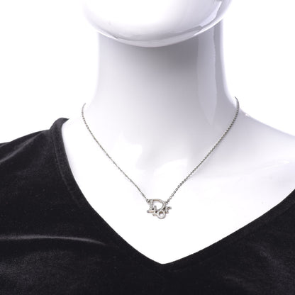 Christian Dior Crystal Logo Necklace Silver 2 of 6