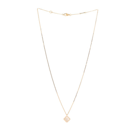 Van Cleef & Arpels 18K Yellow Gold Mother of Pearl Sweet Alhambra Pendant Necklace 3 of 7