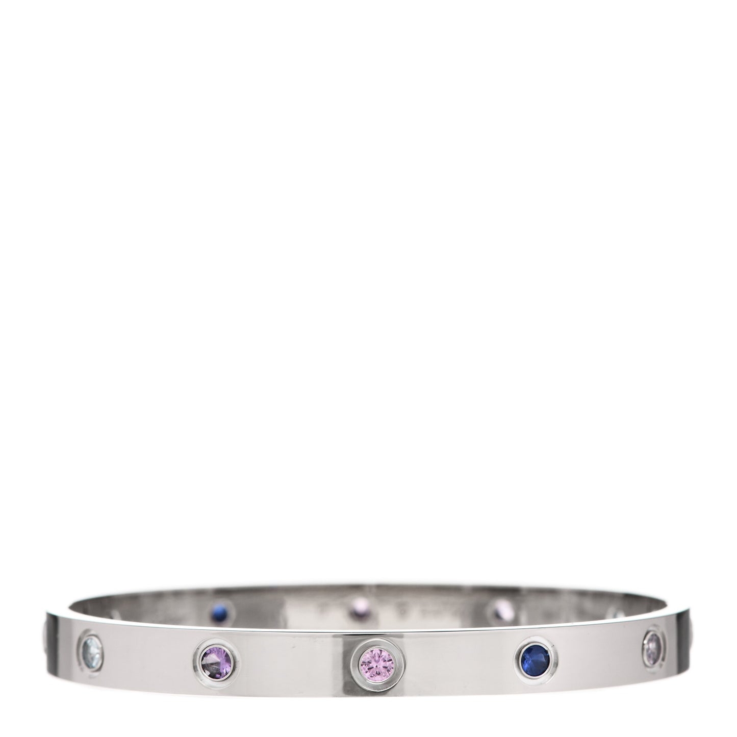 18K White Gold Aquamarine Sapphire Spinel Amethyst LOVE Bracelet 17
