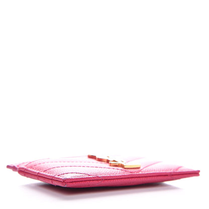 Saint Laurent Grain De Poudre Matelasse Chevron Monogram Credit Card Case Bubblegum 4 of 7