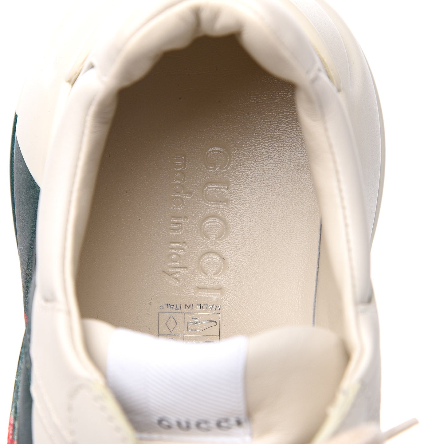 Calfskin Web Printed Mens Rhyton Sneakers 8.5 Mystic White