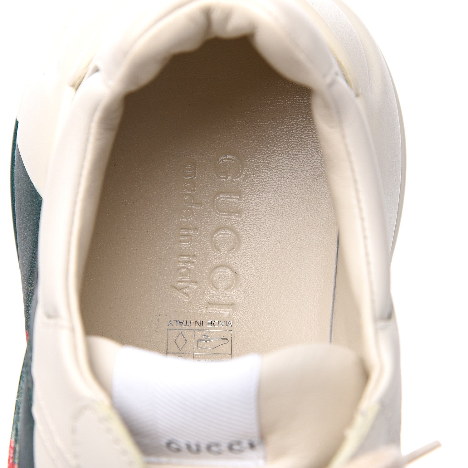 Gucci Calfskin Web Printed Mens Rhyton Sneakers 8.5 Mystic White 7 of 9
