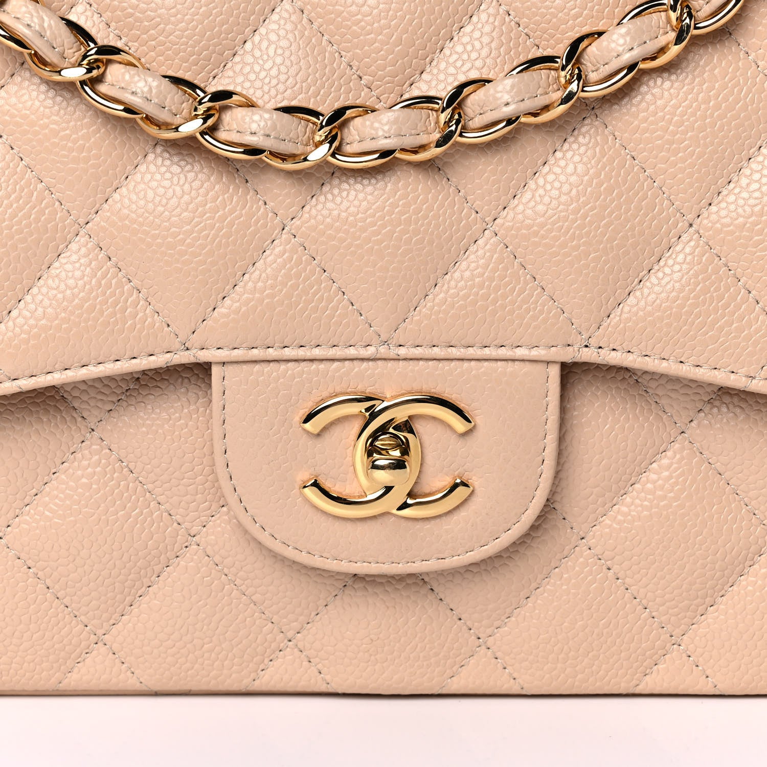 Chanel Caviar Quilted Jumbo Double Flap Beige Clair 7 of 11