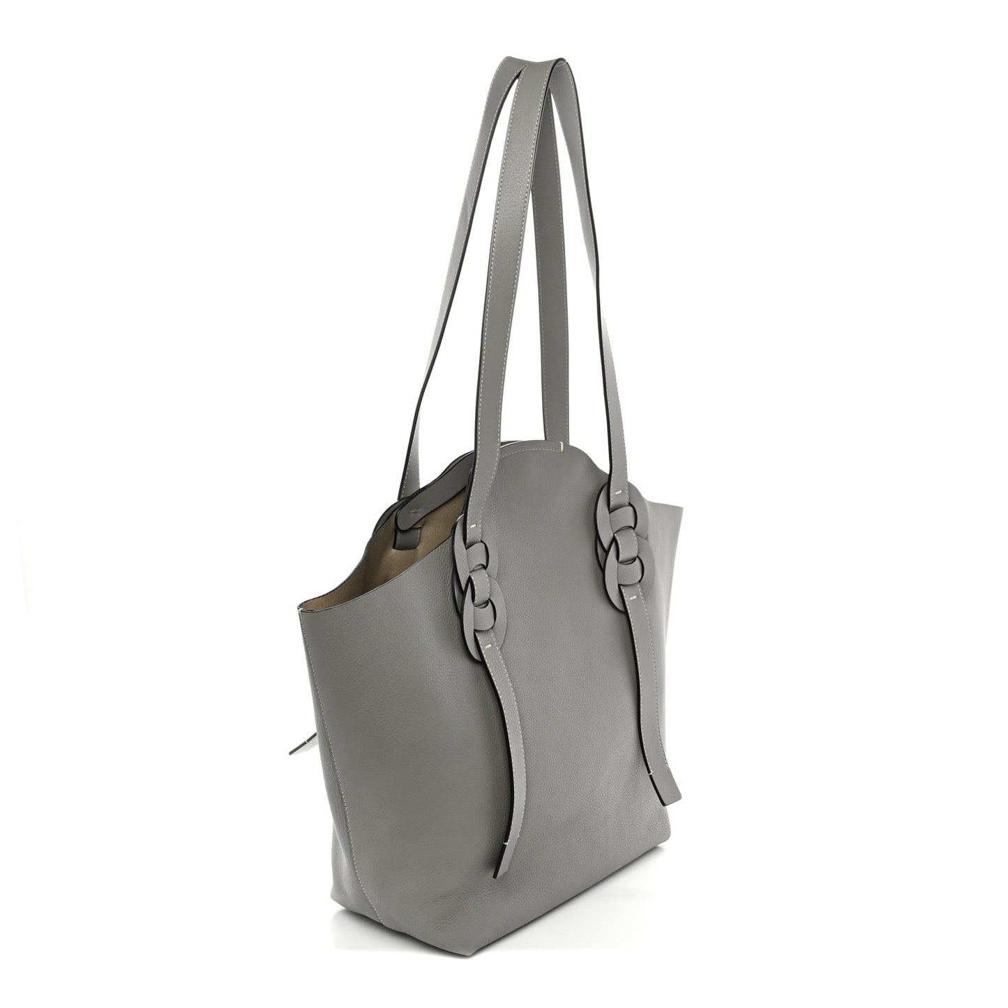 Small Grain Smooth Calfskin Medium Darryl Tote Motty Grey