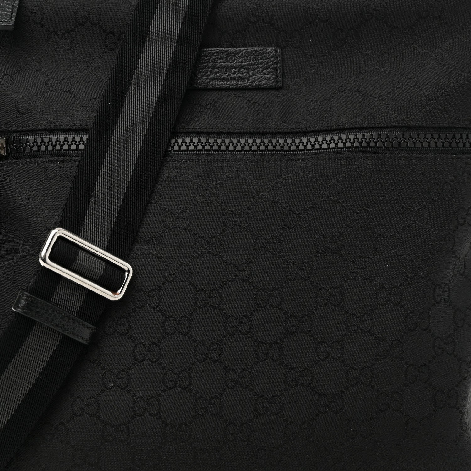 Gucci Nylon Monogram Medium Flat Messenger Bag Black 8 of 10