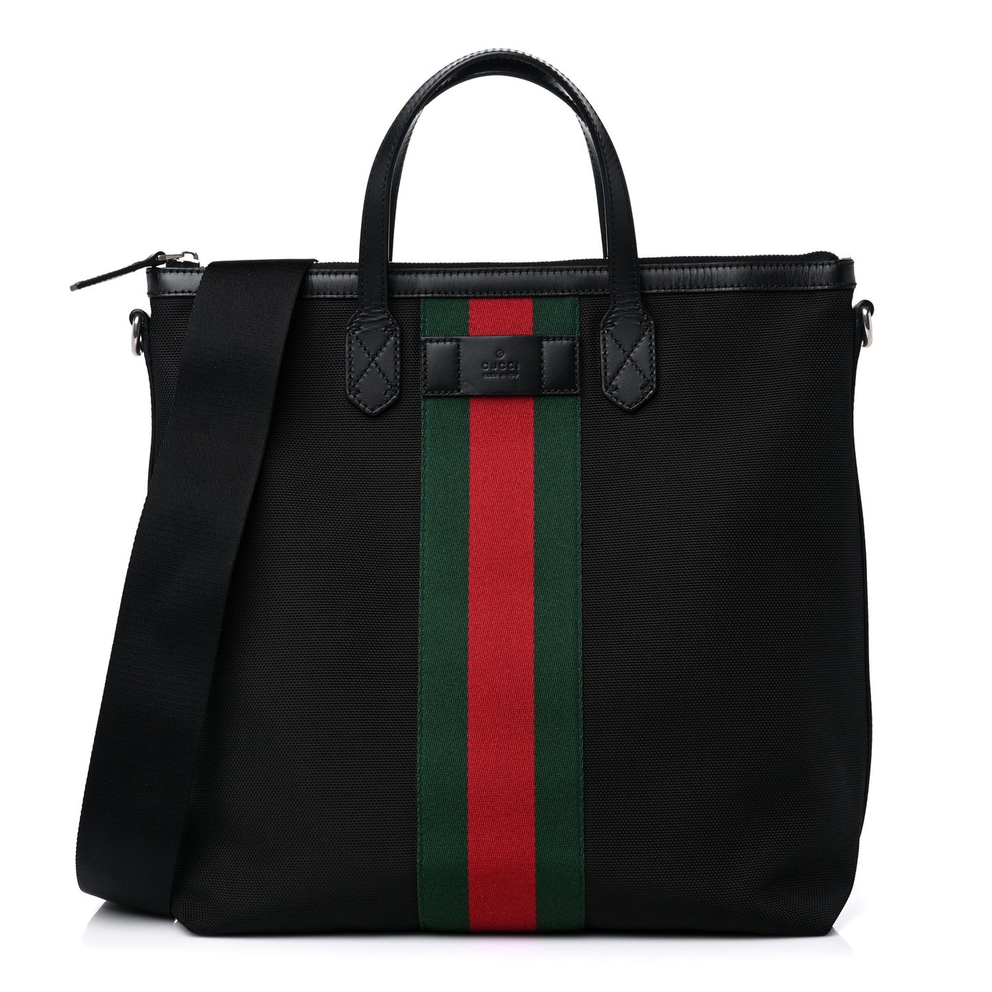 Techno Canvas Web Vertical Tote Black