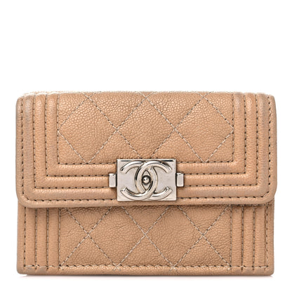 Chanel Caviar Quilted Small Boy Flap Wallet Beige 1 of 13