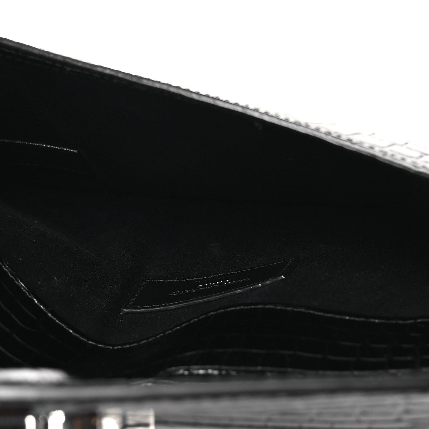 Calfskin Crocodile Embossed Uptown Monogram Clutch Black