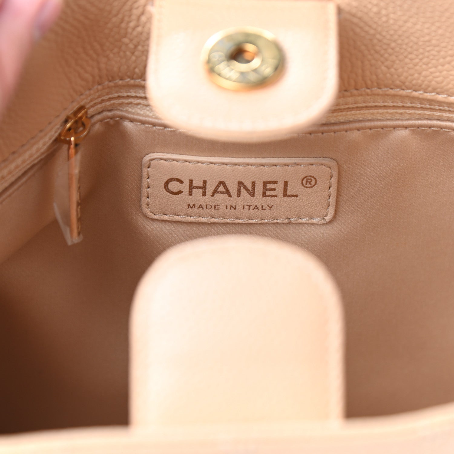 Chanel Caviar Quilted Petit Shopping Tote PST Beige 7 of 10