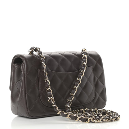 Chanel Lambskin Quilted Mini Rectangular Flap Dark Brown 3 of 12