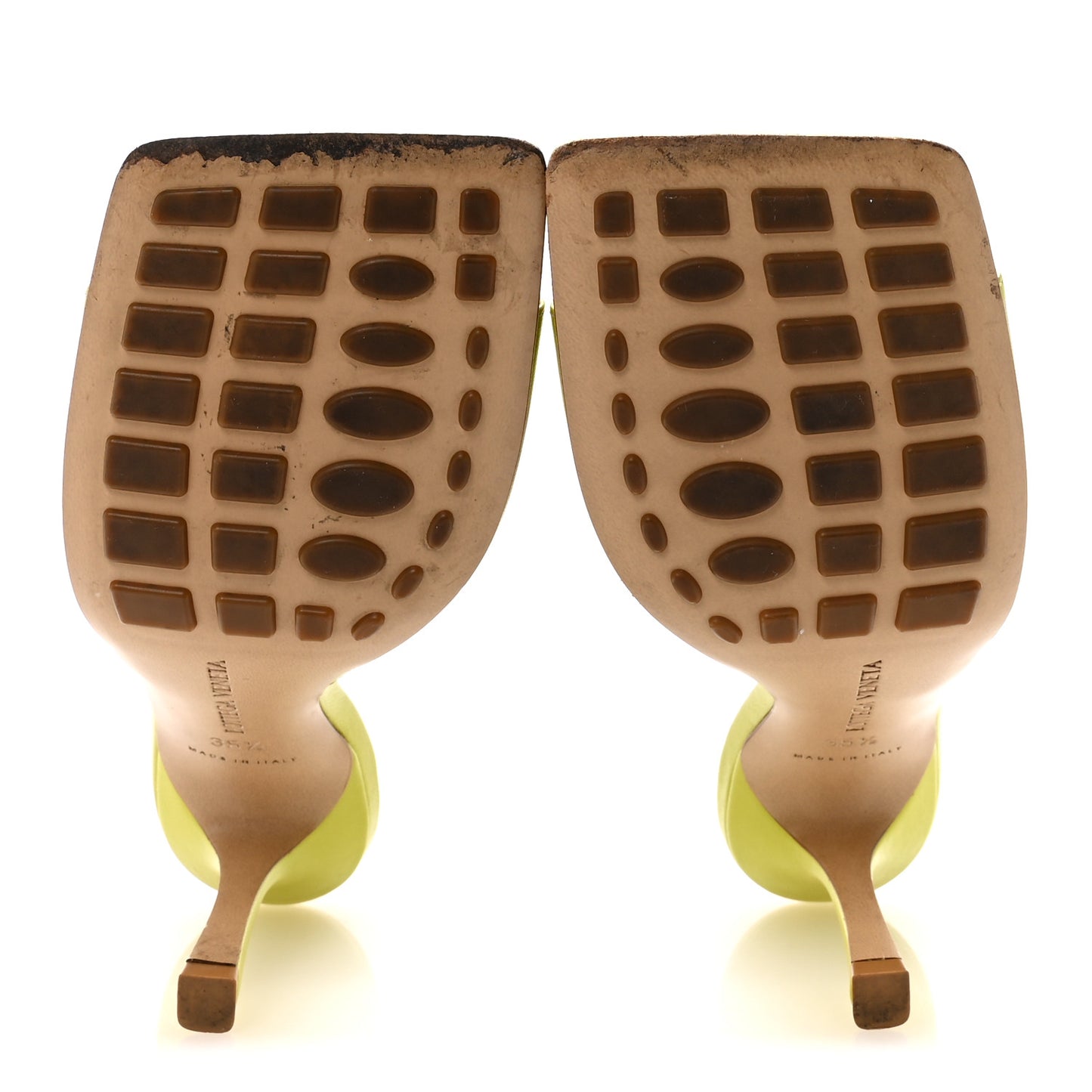 Lambskin Stretch Mule Sandals 35.5 Kiwi