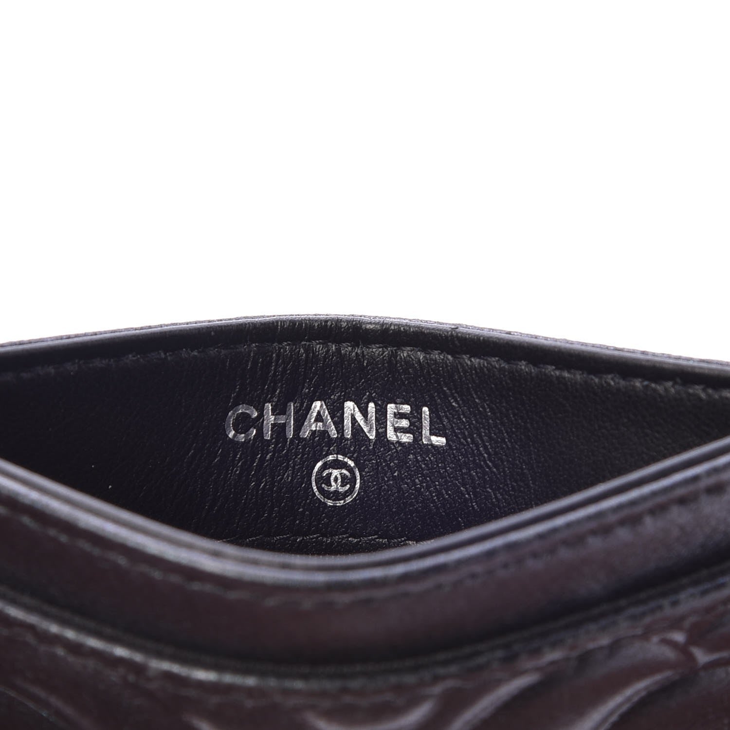 Chanel Lambskin Camellia Embossed Card Holder Black 6 of 9